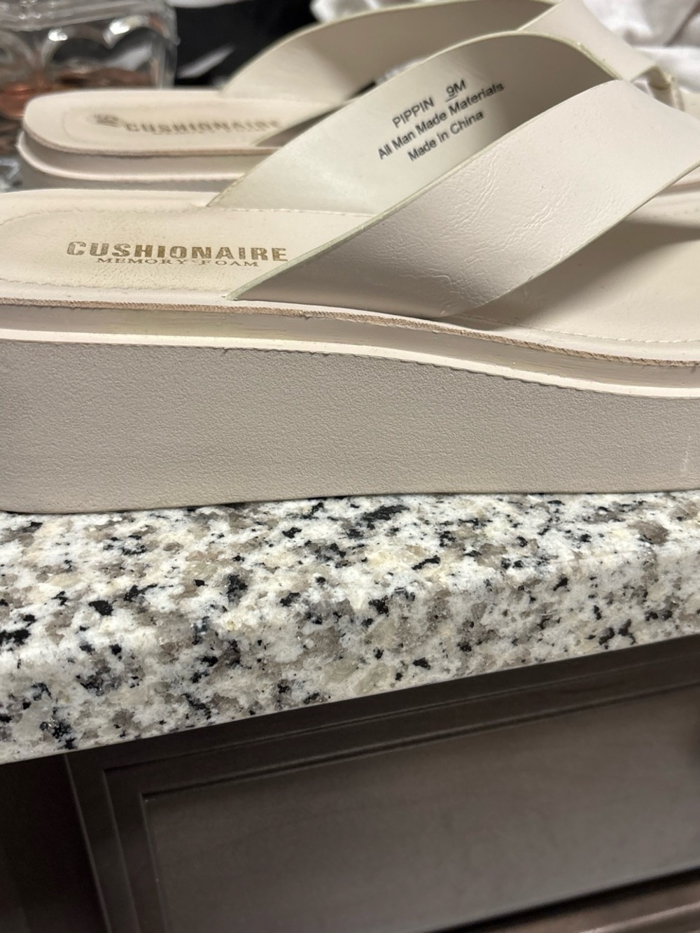 Cushionaire Memory Foam Women's Wedge Sandals — Light Cream - Picture 2 of 4